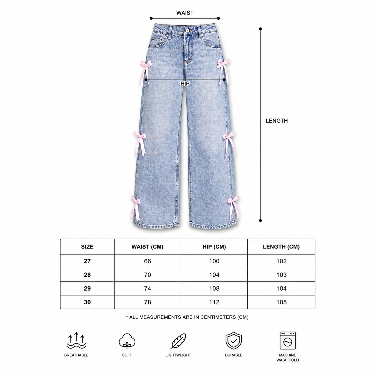 LENCE Bow Wash Jeans