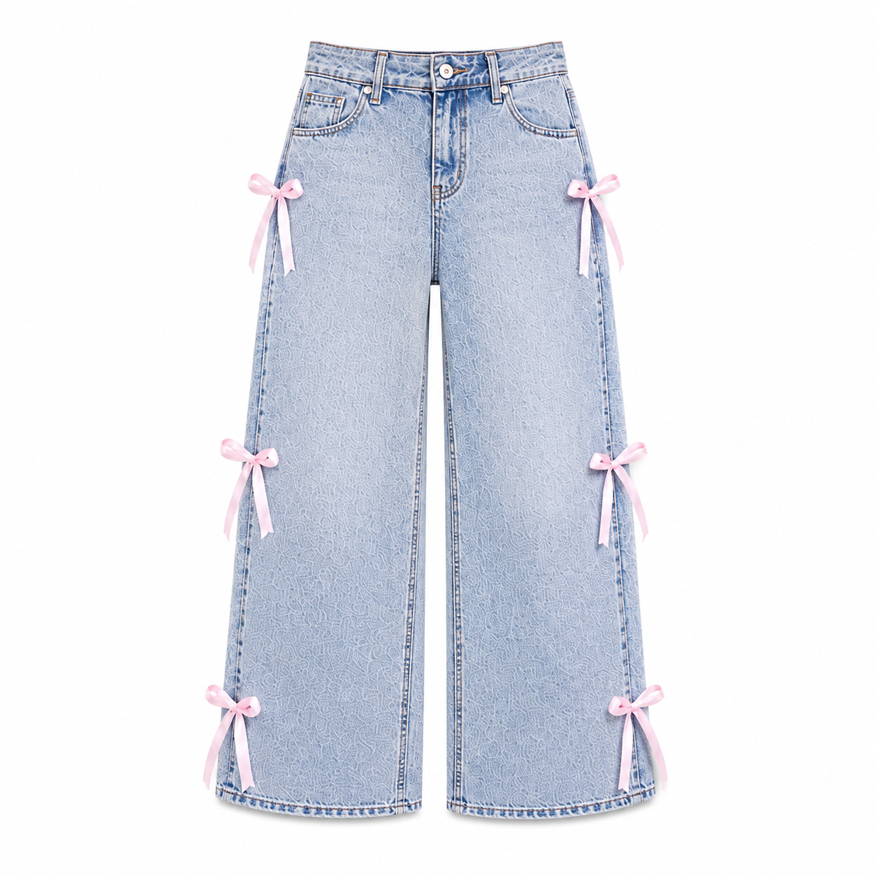 LENCE Bow Wash Jeans