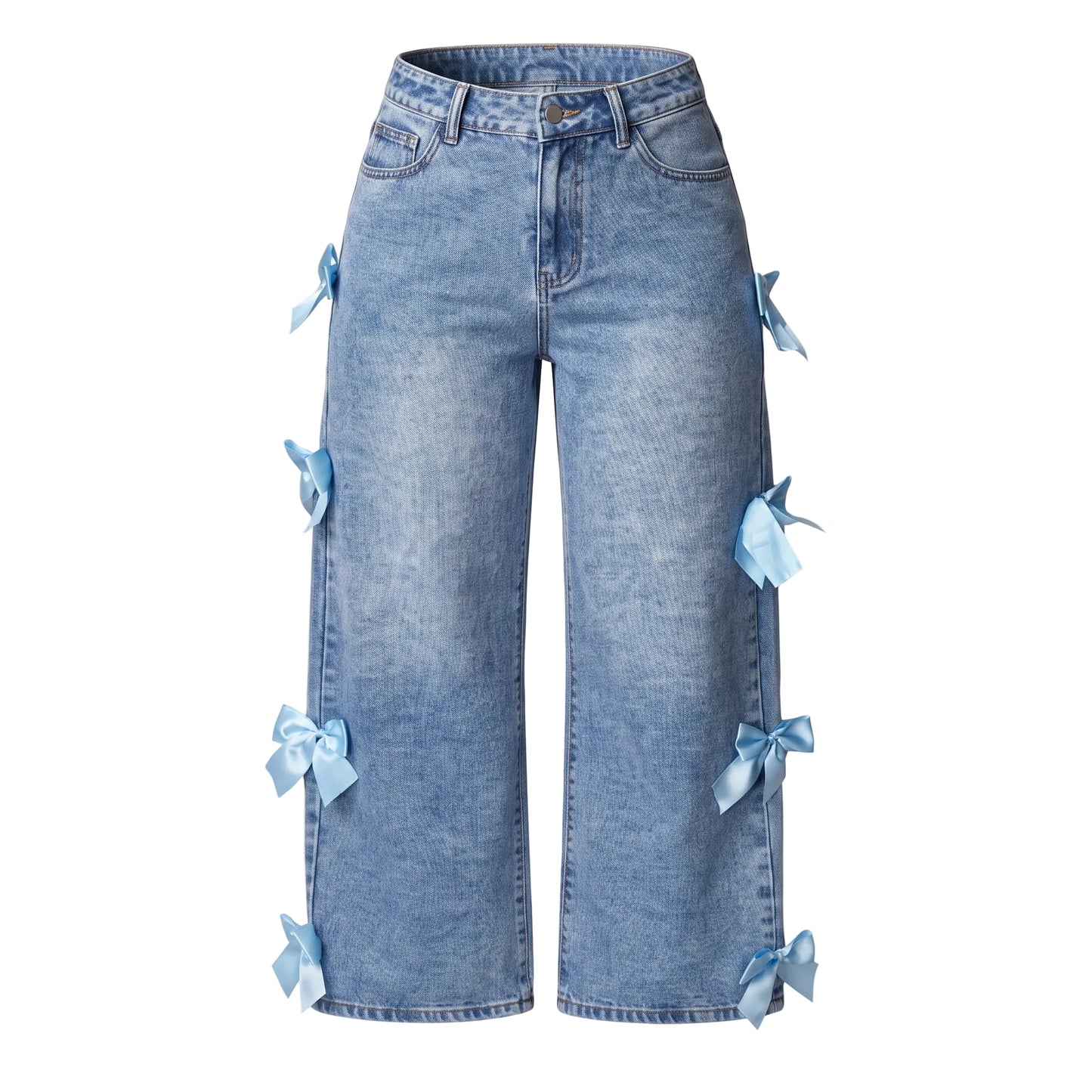 LENCE Bow Wash Jeans