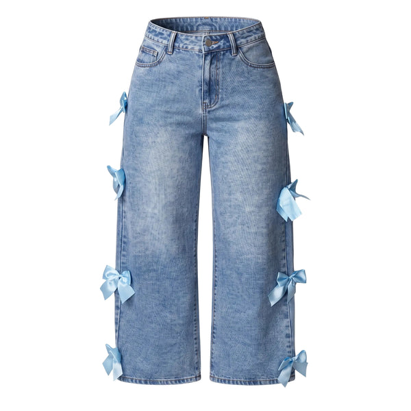 LENCE Bow Wash Jeans