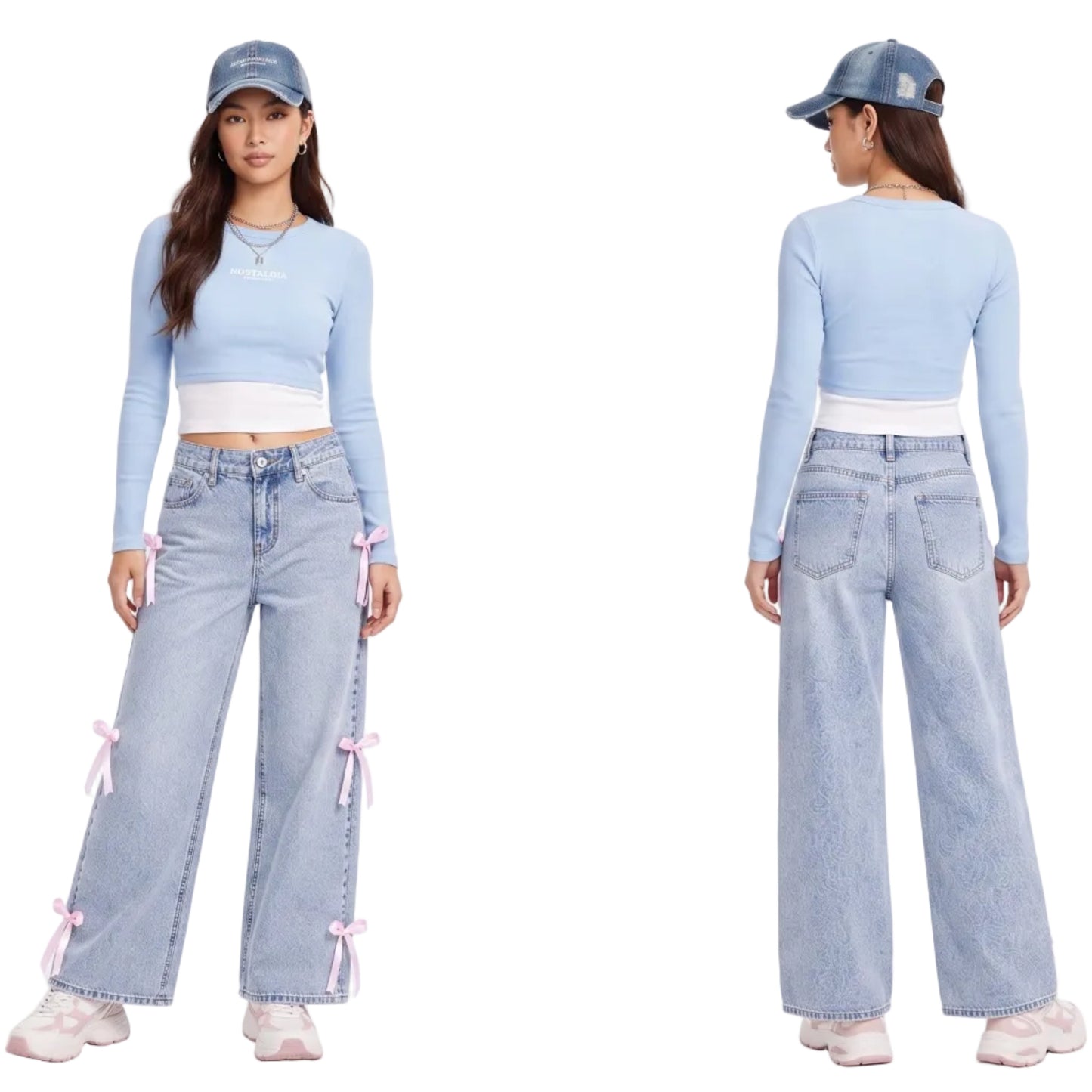 LENCE Bow Wash Jeans