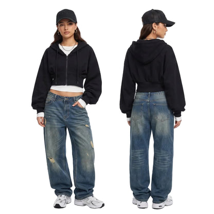 LENCE Cropped Zip Hoodie