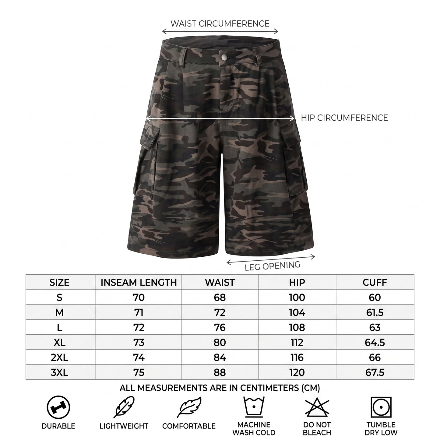 LENCE Camo Capri Shorts