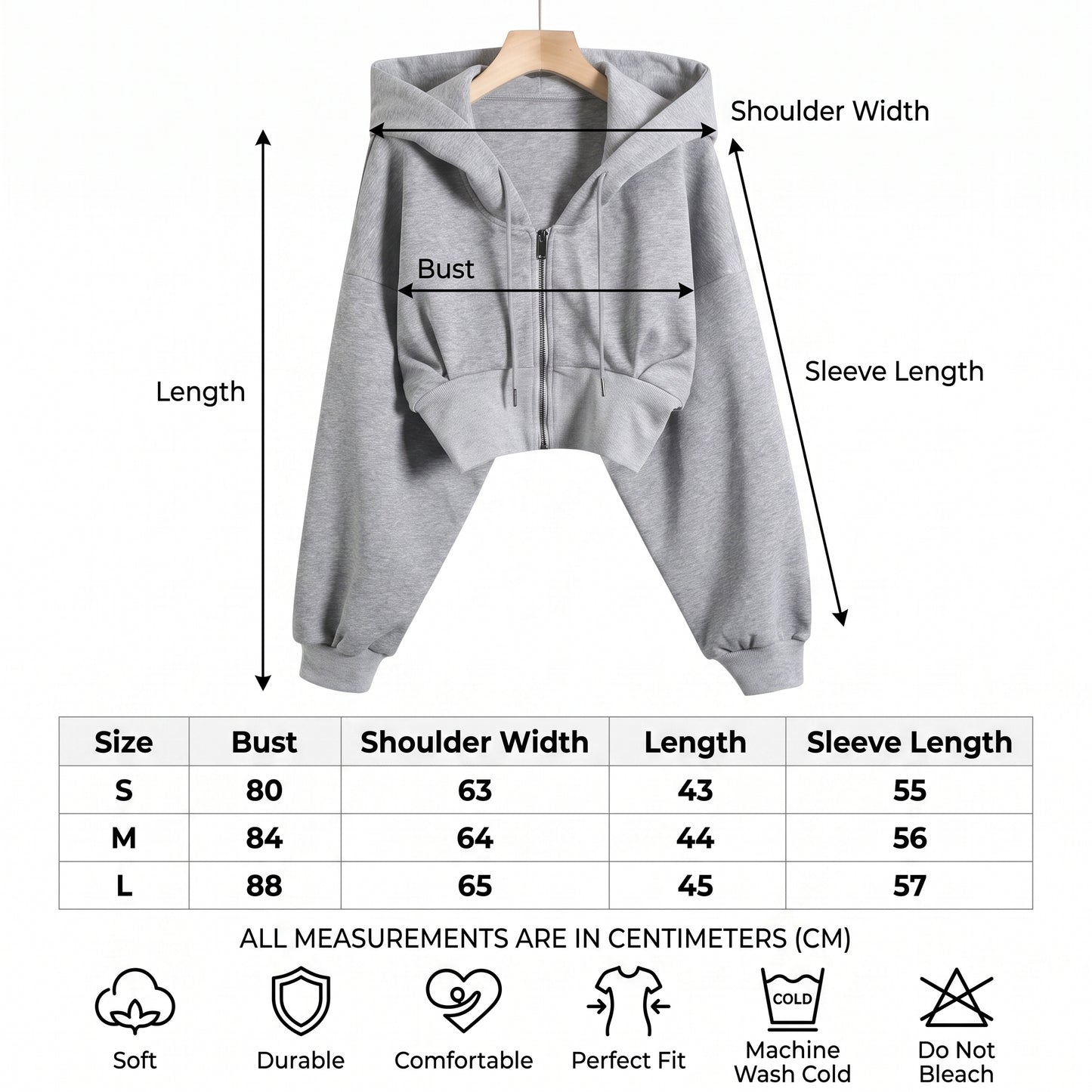 LENCE Cropped Zip Hoodie