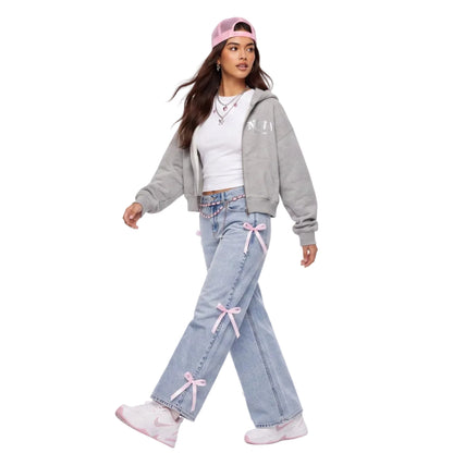 LENCE Bow Wash Jeans