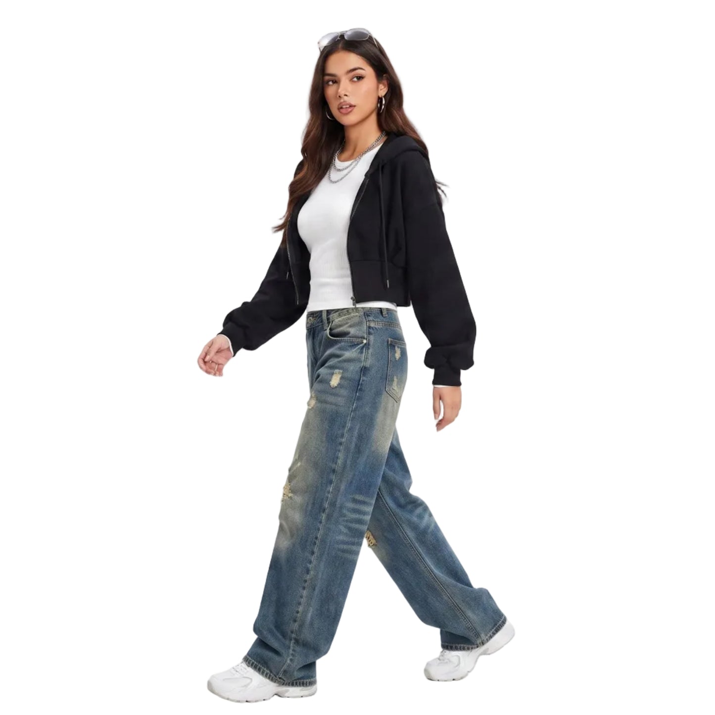 LENCE Cropped Zip Hoodie