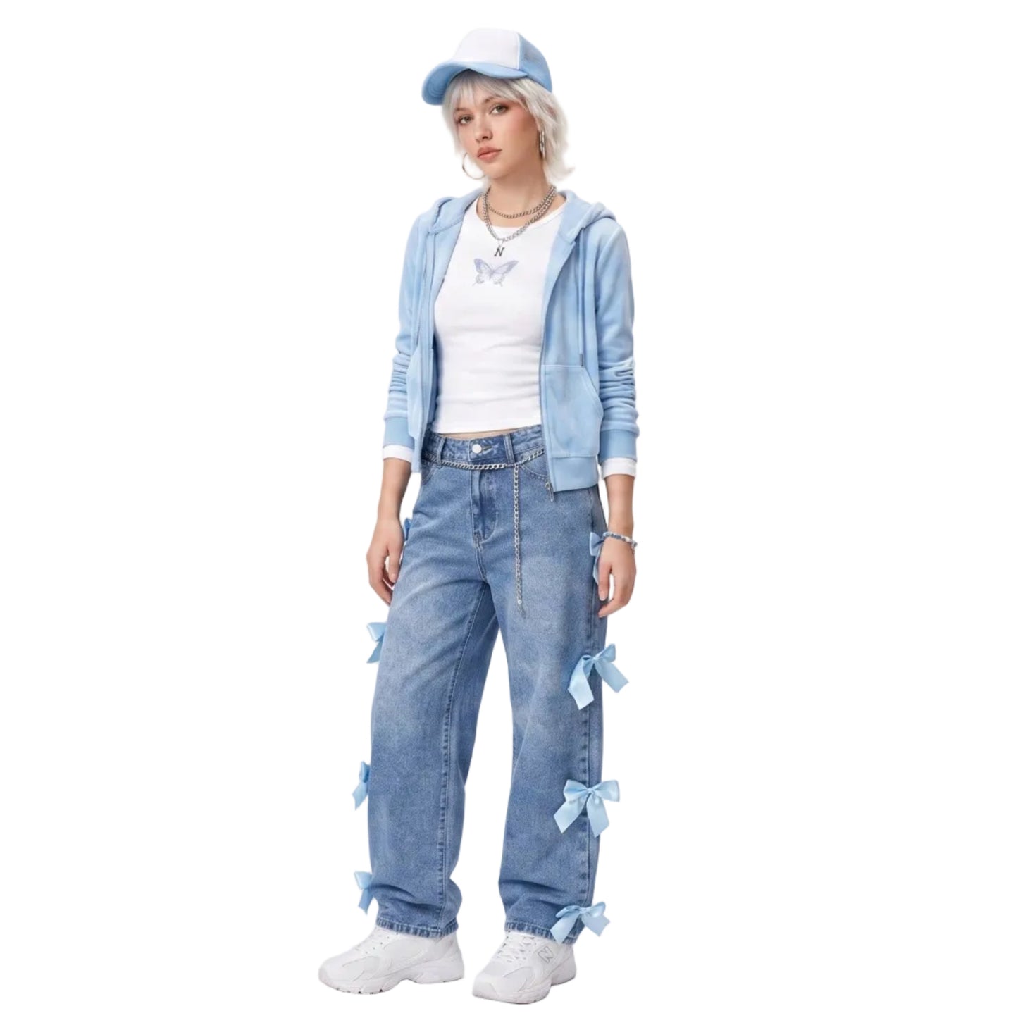 LENCE Bow Wash Jeans