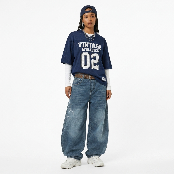 LENCE Washed Wide Jeans