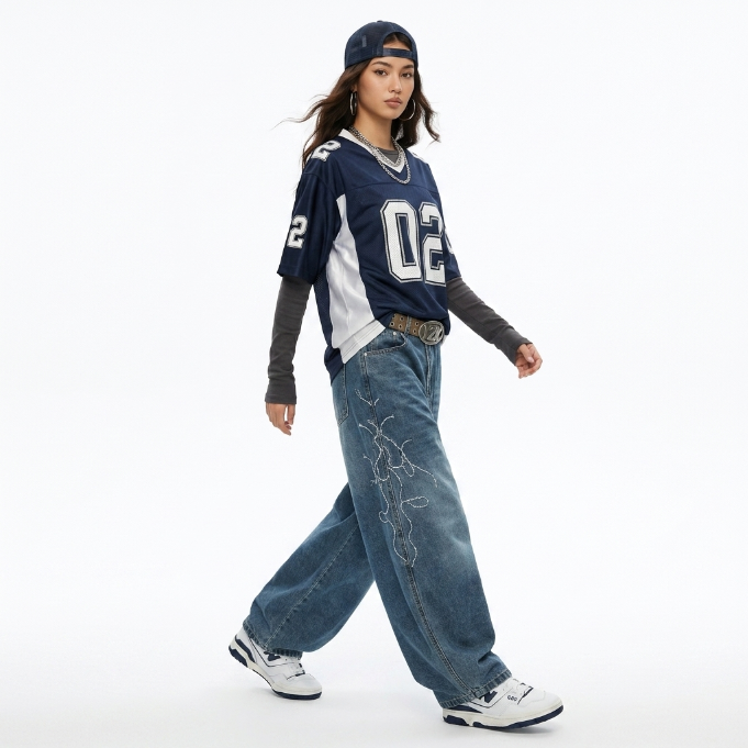 LENCE Washed Wide Jeans