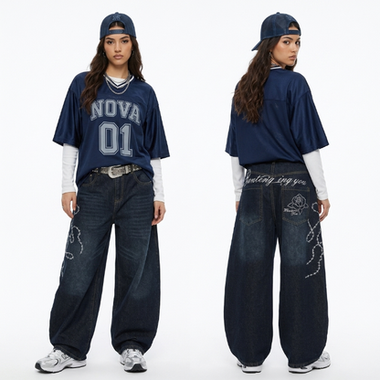 LENCE Washed Wide Jeans